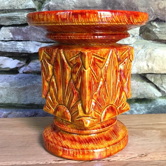 Vintage Candle Holder 70s Ceramic Daisy Boho